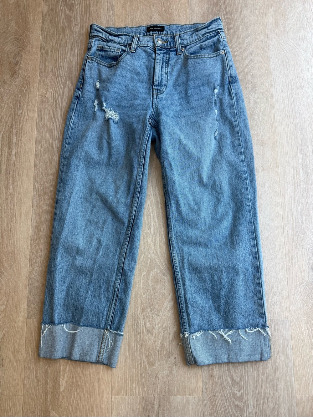 Light Blue Distressed Boyfriend Jeans - Relaxed Fit
